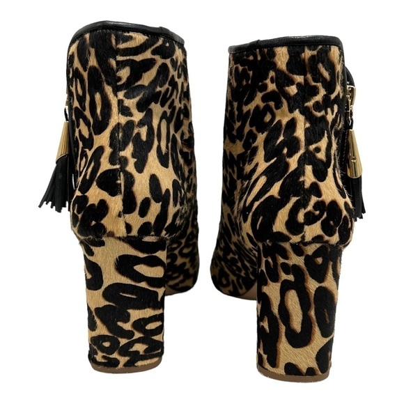 Louise et Cie Zirelle Leather Calf Hair Animal Print Cylinder Heel Booties 10/42 - Picture 9 of 15